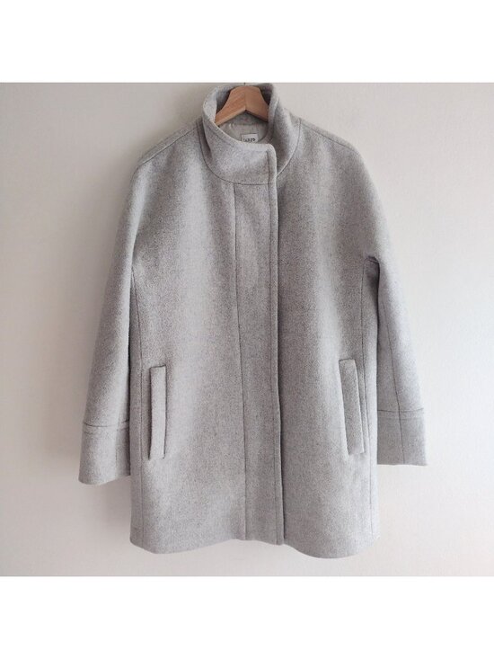 J. Crew Jackets & Blazers - J Crew Womens Wool Blend Coat 12 Gray Funnel Collar Heavy Winter Jacket